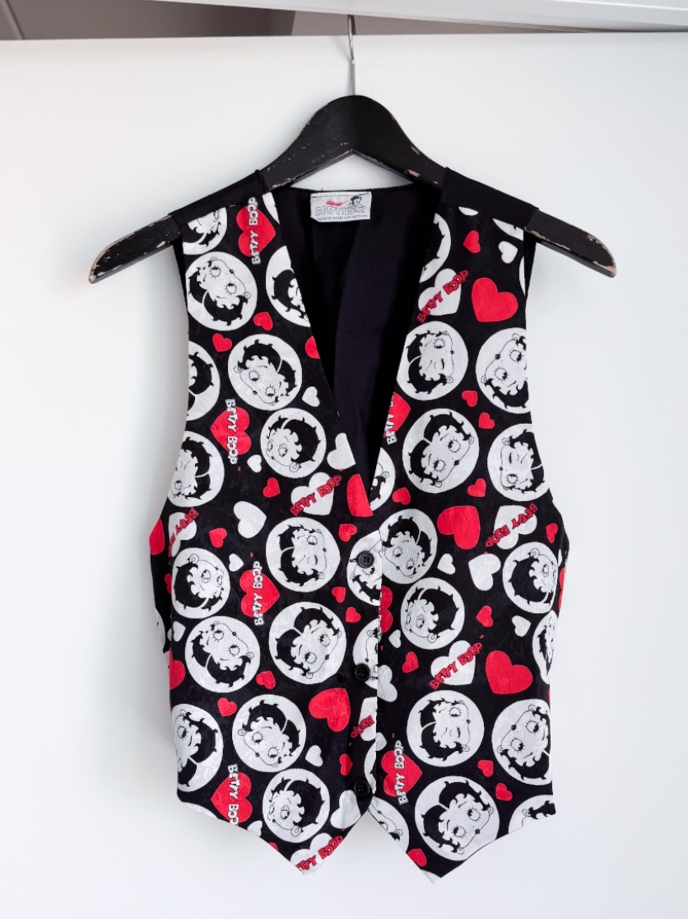 Vtg 1994 Betty Boop Vest All Over Print Heart Novelty Waistcoat OSFM